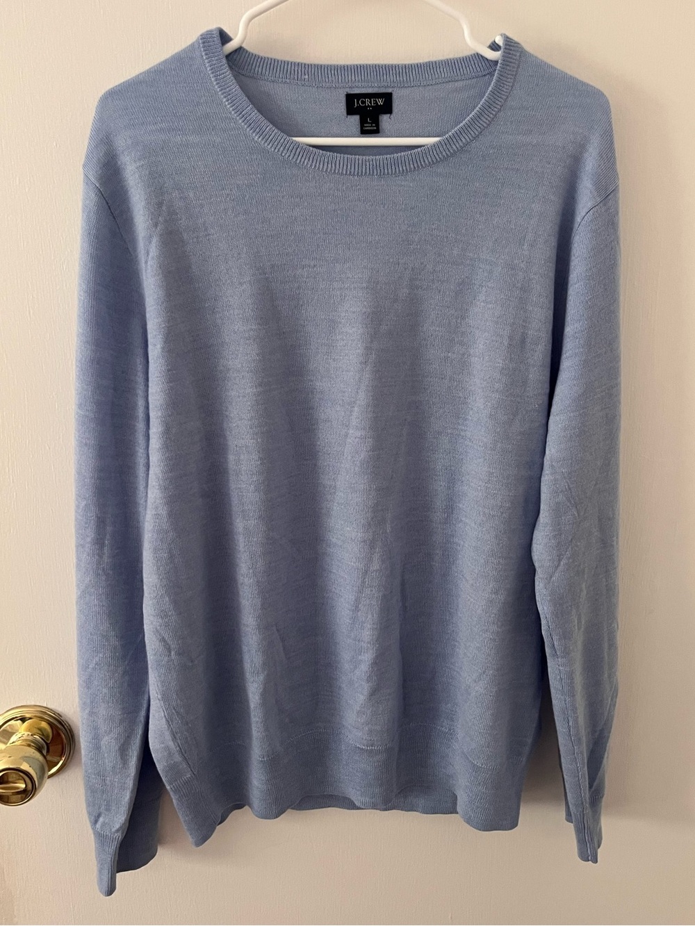 J. Crew Men’s Merino Wool Blend Crewneck Sweater Lightweight Machine Wash Large